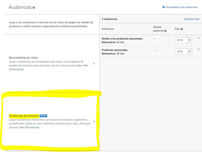 segmento audiencias de amazon