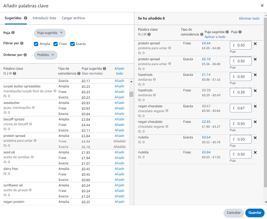 Segmenta tus Keywords por Pedidos o Clics